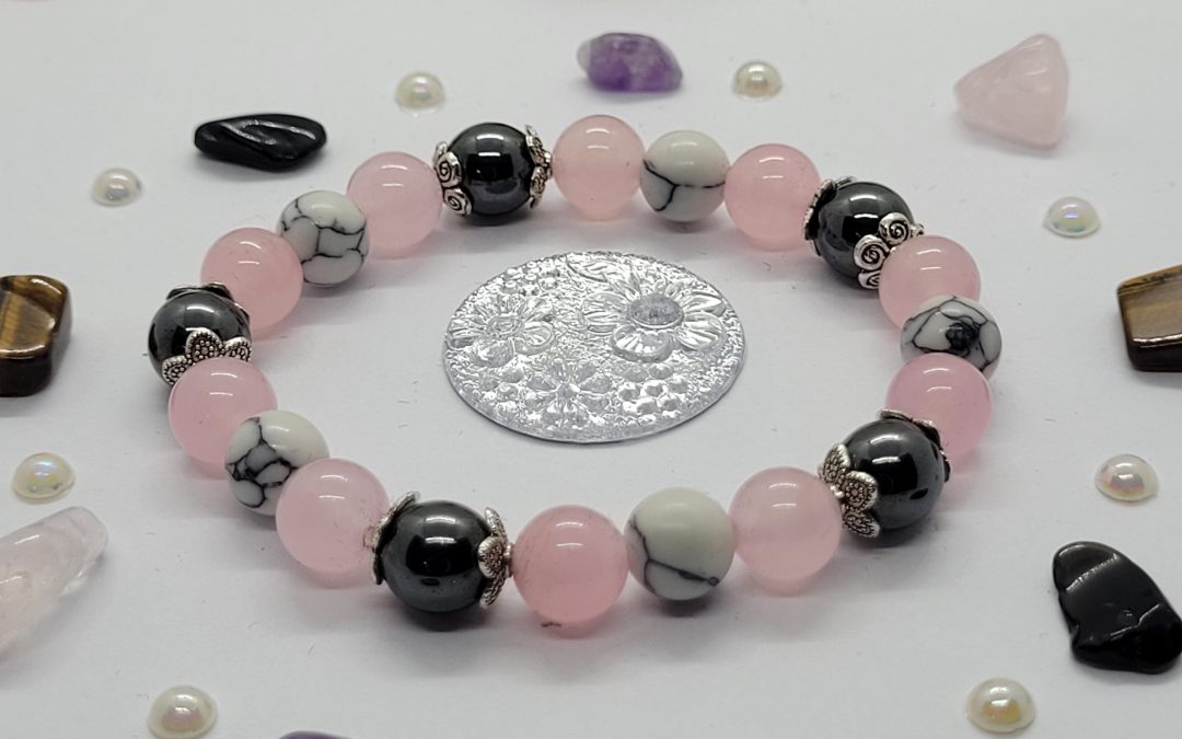 BRACELET QUARTZ ROSE | HÉMATITE | HOWLITE