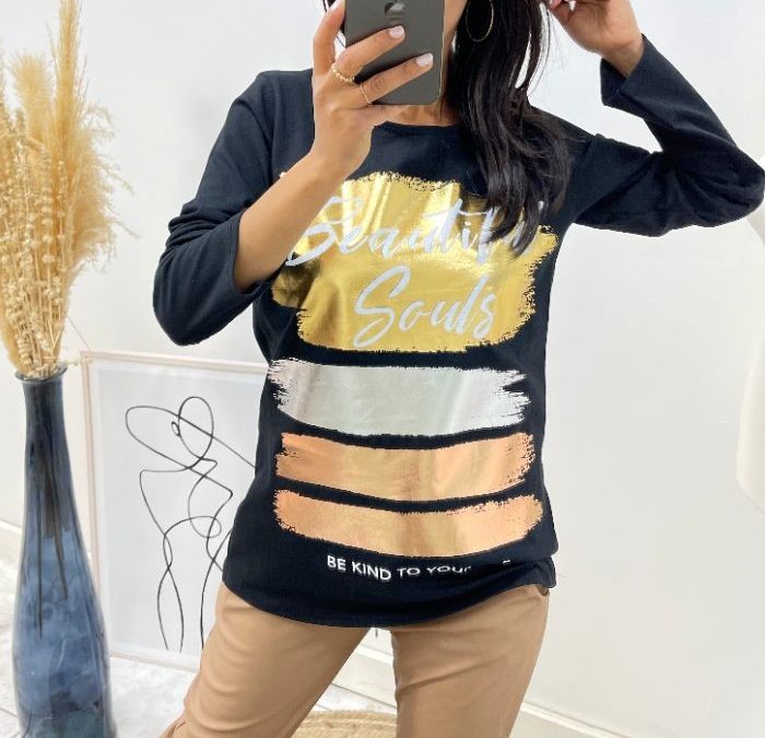 T-SHRIT FLOCAGE DORÉ