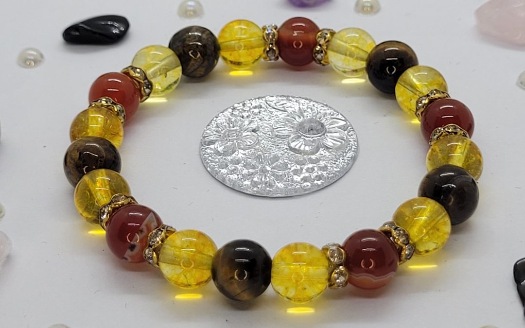 BRACELET CORNALINE, CITRINE, OEIL DE TIGRE